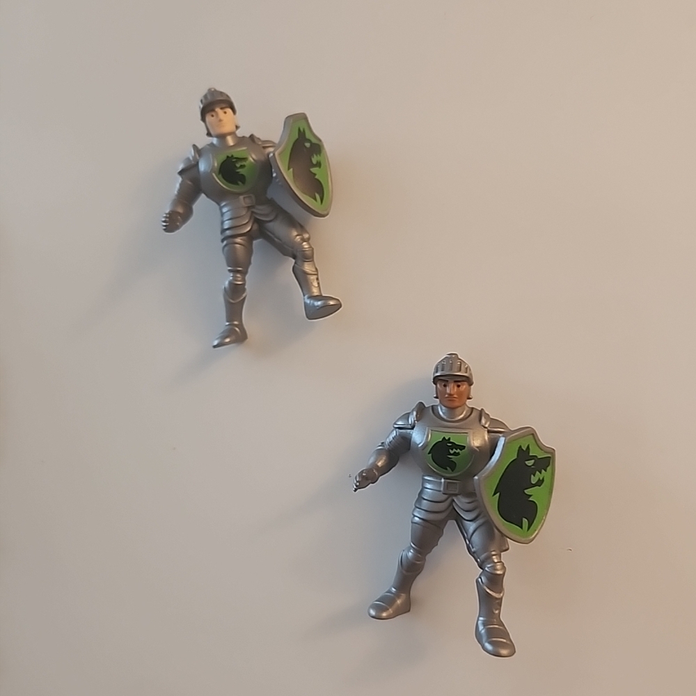 Silver Knight Action Figures with Green Shields
